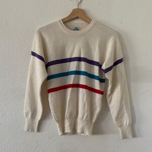 Mount Cervin Vintage Wool Blend Stripe Sweater in Cream Sz S